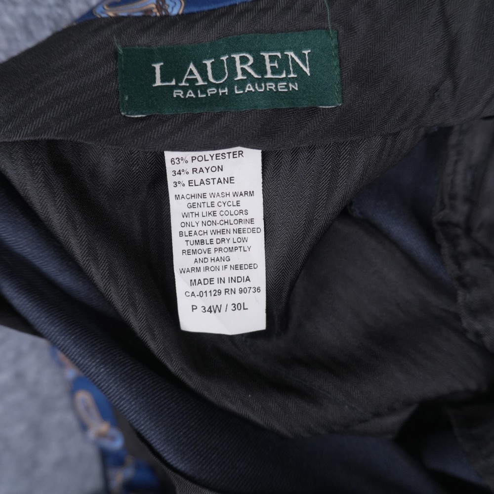 Lauren Ralph Lauren Dress Pants Mens 34W x 30L Navy Blue Flat Front Stretch‎ - Picture 5 of 6
